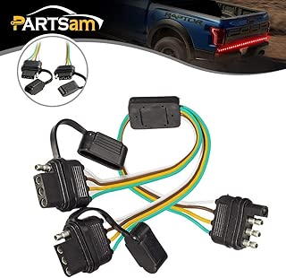 Partsam 4 Way Flat Y-Splitter Trailer Light Wiring Plug Adapters LED Strip Brake Turn Signal Tailgate Light Bar Universal Plug & Play Adapter Extension Harness - coolthings.us