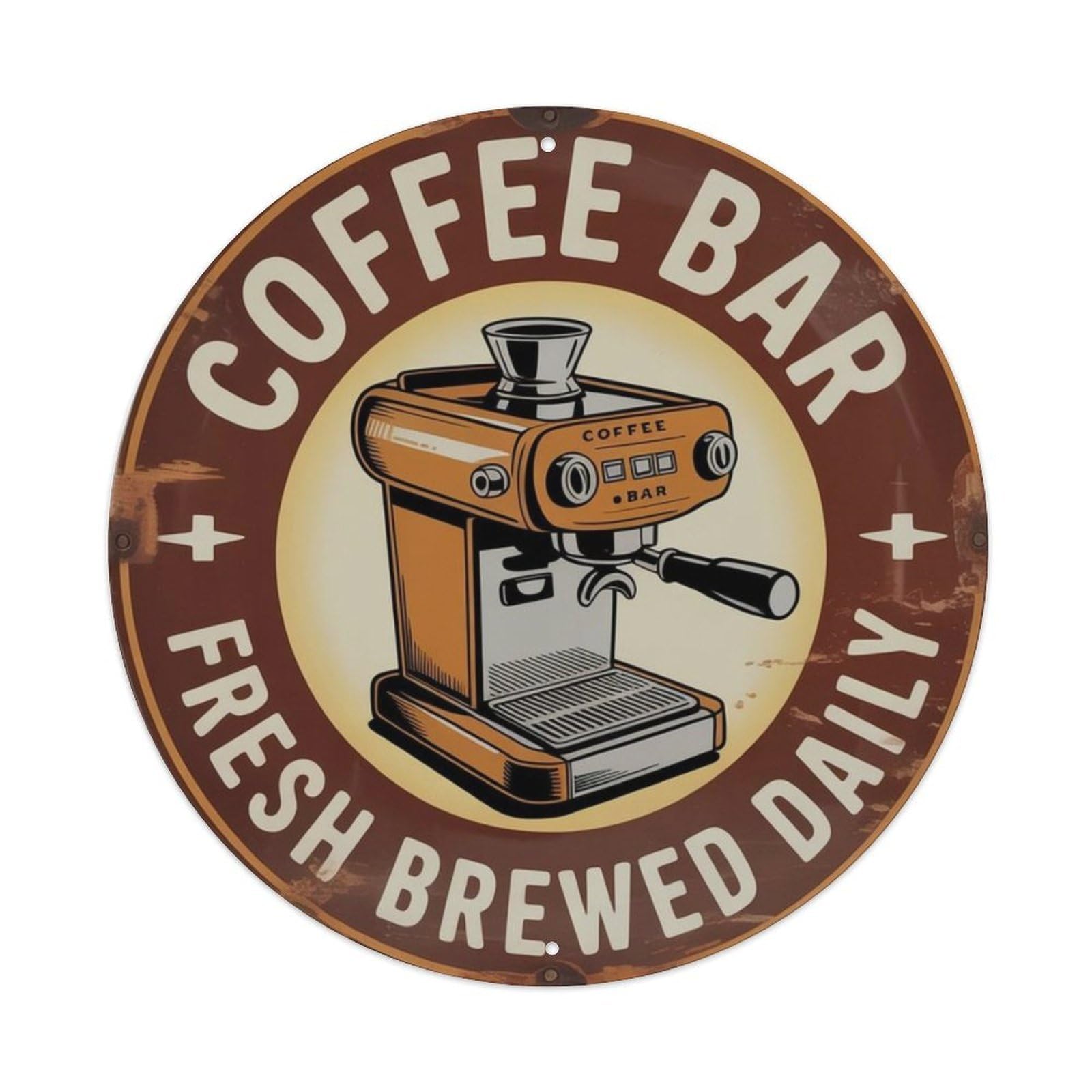 Coffee Bar Fresh Brewed Daily Metal Tin Sign Plaque