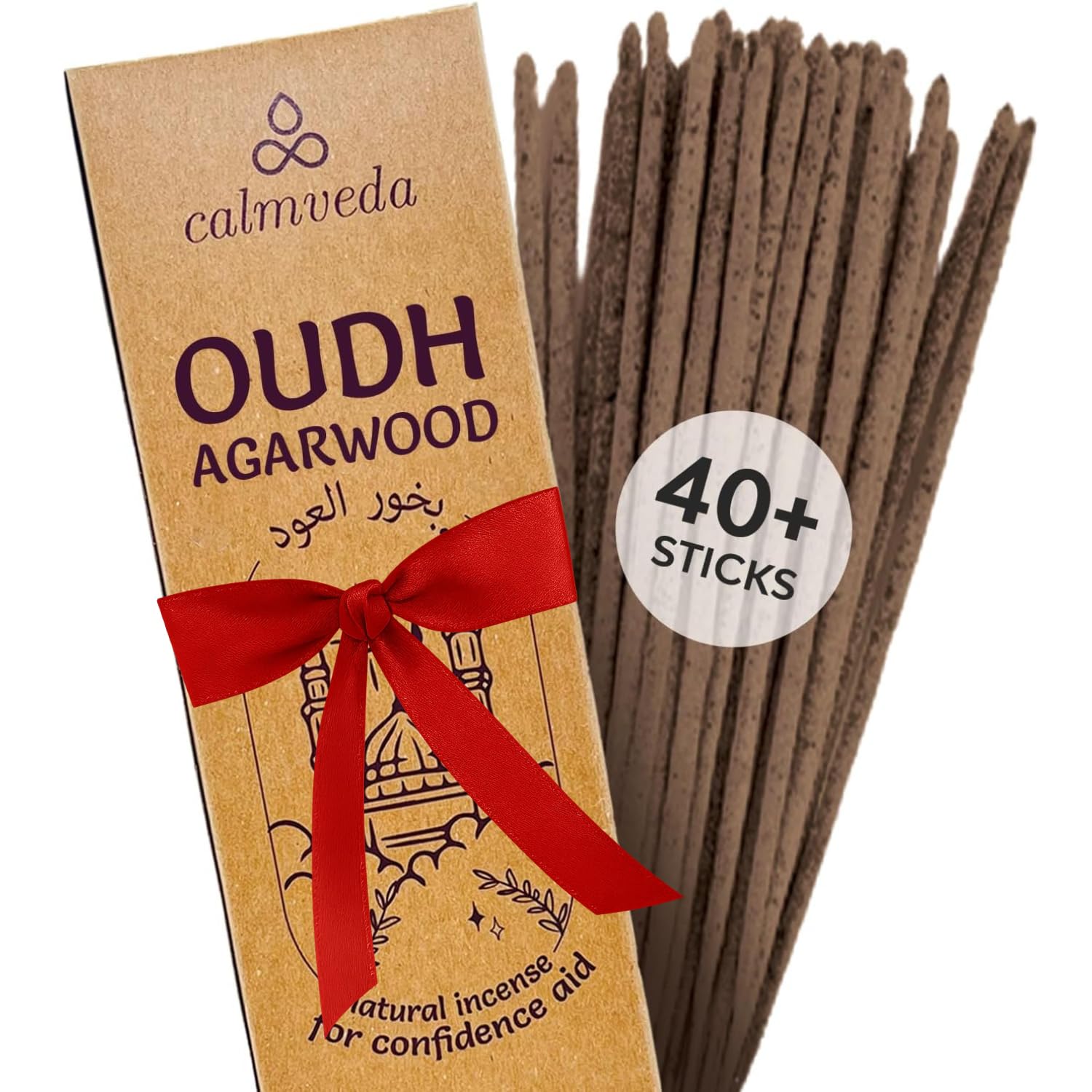 Mystic Oud Agarwood Incense Sticks - (40+Sticks, 9 inch) Thick Natural Resin Incenses Made from Assam Oudh Chips, Clean Charcoal Free | Infuse Luxury with These Exotic Oud Incense (Burn Time 45+ mins)