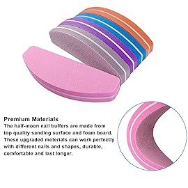 Nail File and Buffer (10 Pcs), Buffer Block Nail Files Double Sided 100/180 Grit for Acrylic and Natural Nails, fingernail Emery Board Buffing Blocks Manicure Set Nail Care kit Tool Halfmoon Arc
