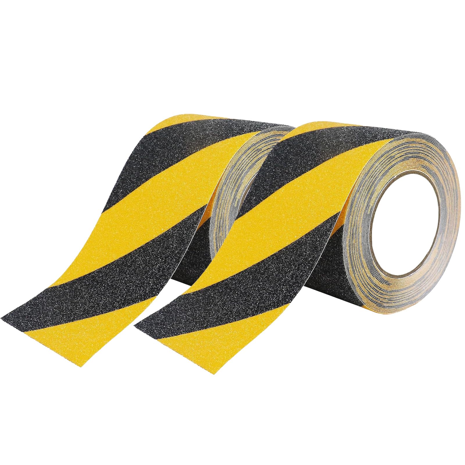 Cinta de seguridad antideslizante, Paquete de 2 cintas antideslizantes for escaleras, cinta de agarre antideslizante de seguridad impermeable for exteriores/interiores(Black+Yellow,2Pack 4"x33')