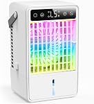 Portable air conditioner, 4-in-1 Evaporative Air Cooler,1500ML Air Conditioner Portable with 5 Wind Speed 7 Colors Light,Personal Cooling Fan for Bedroom Office RV(White)