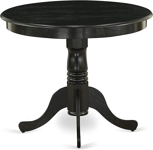 Miniatura 3 de East West Furniture ANVA3-BLK-W Juego de mesa de cocina de 3 piezas para espacios pequeños contiene una mesa de comedor redonda con pedestal y 2