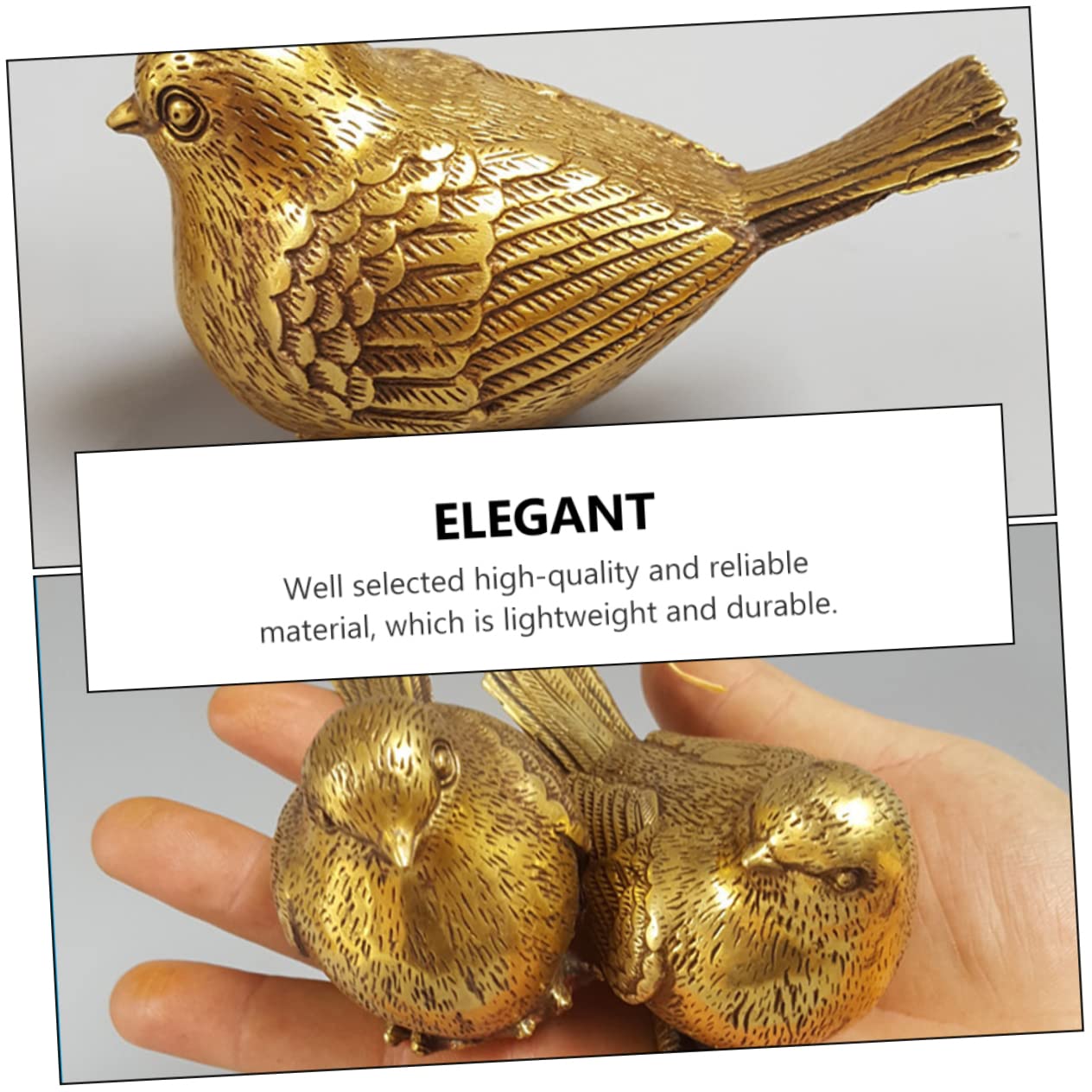 Mobestech Kupfervogel Dekofigur 1 Stück Gold für Heimdekoration | Dreidimensionale Form, Handbemalte Linien, Lebendige Ausführung, Leichtes Einzelstück Zufälliger Stil