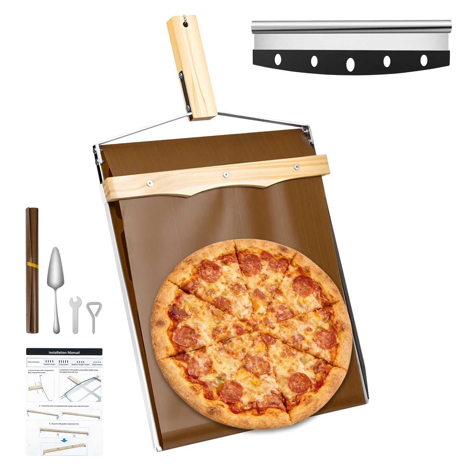 Amazon.com: Sliding Pizza Peel, 21.26x12.74” Non Stick Pizza Peel