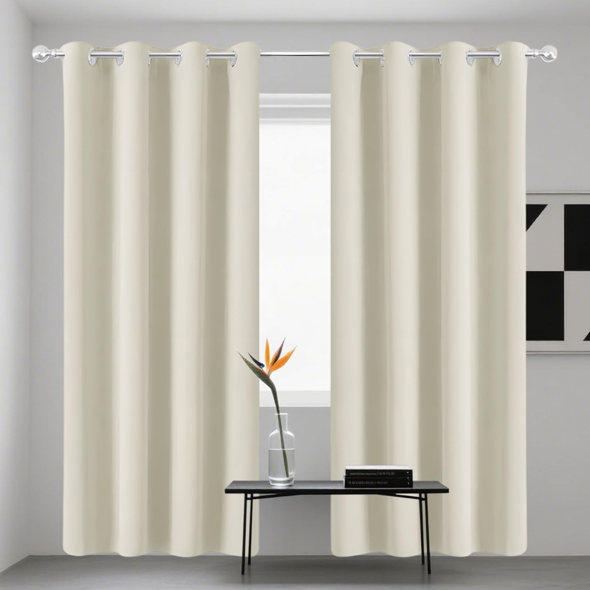 Rideau isolant thermique anti froid opaque beige pour la chambre