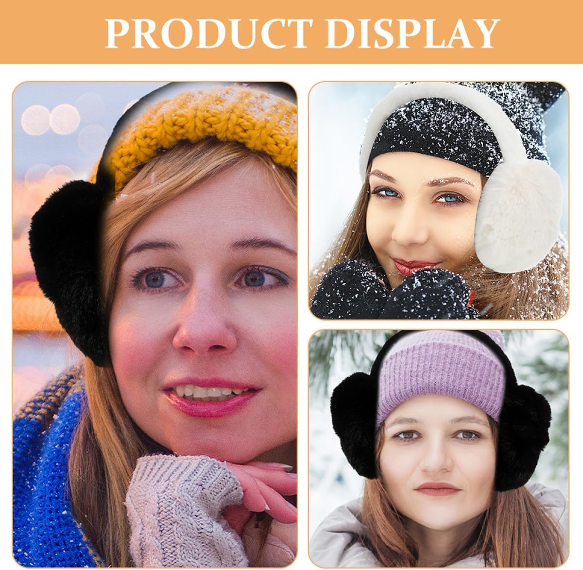 Amosfun 2pcs Foldable Womens Ear Warmers Furry Earmuffs Soft Outdoor Winter Ear Protectors for Adults