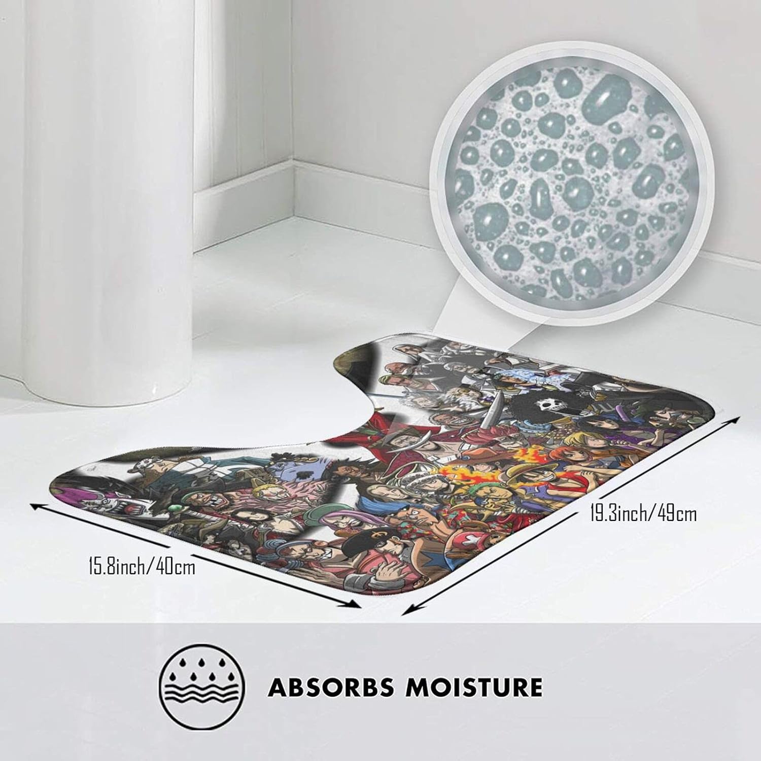 Amazon ワンピース One Piece トイレマット Uタイプ トイレファブリック 環境保護 抗菌 防臭 防湿 滑り止め 強力吸水 おしゃれ 厚くする トイレ フロアマット 40x49cm トイレマット タンクカバー ホーム キッチン オンライン通販