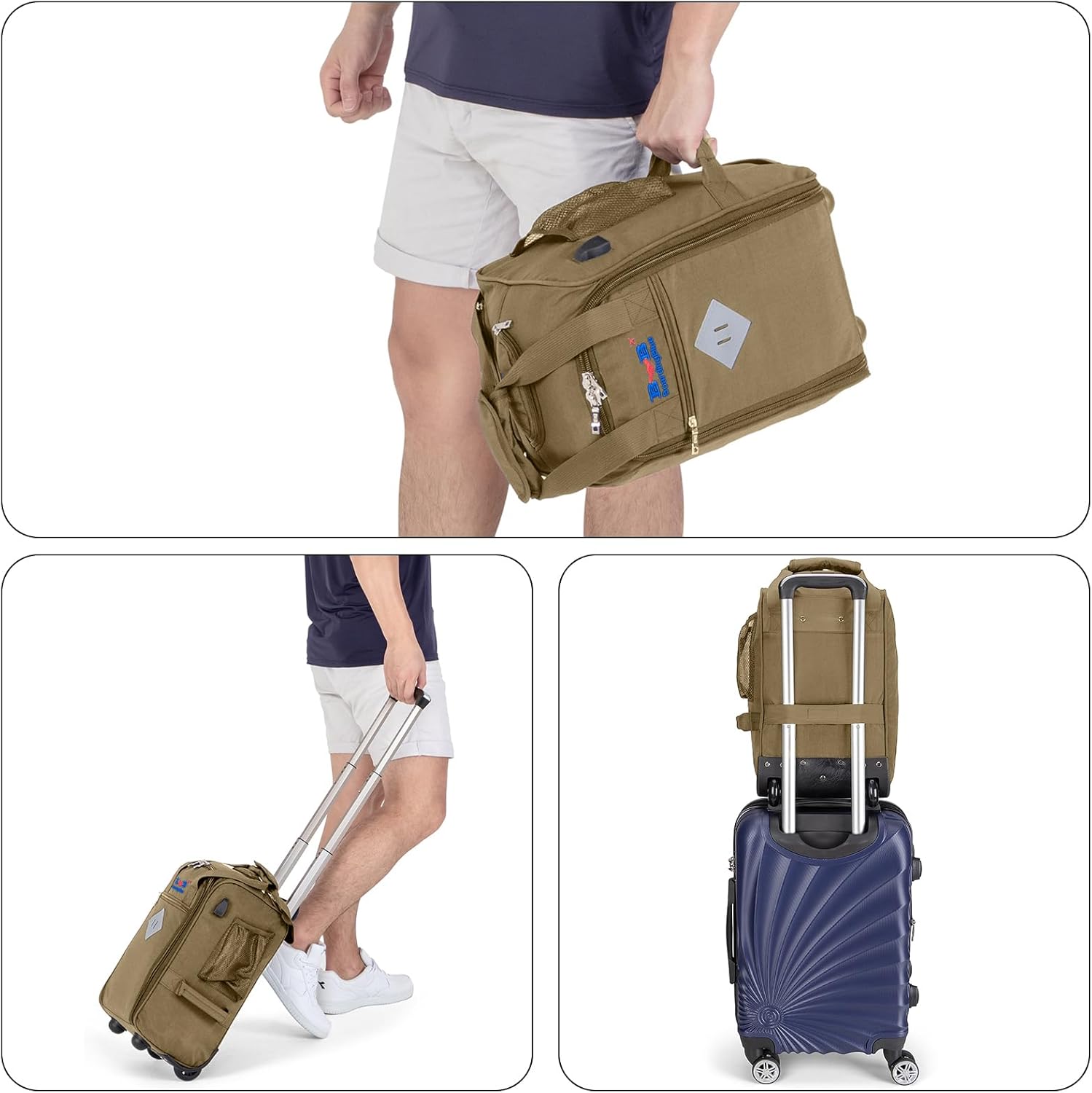 Boardingblue 17x10x9 Inches United Airlines Rolling Personal Item Under Seat Duffle Bag Luggage Suitable For Major Airlines Including Spirit, and Frontier Airline