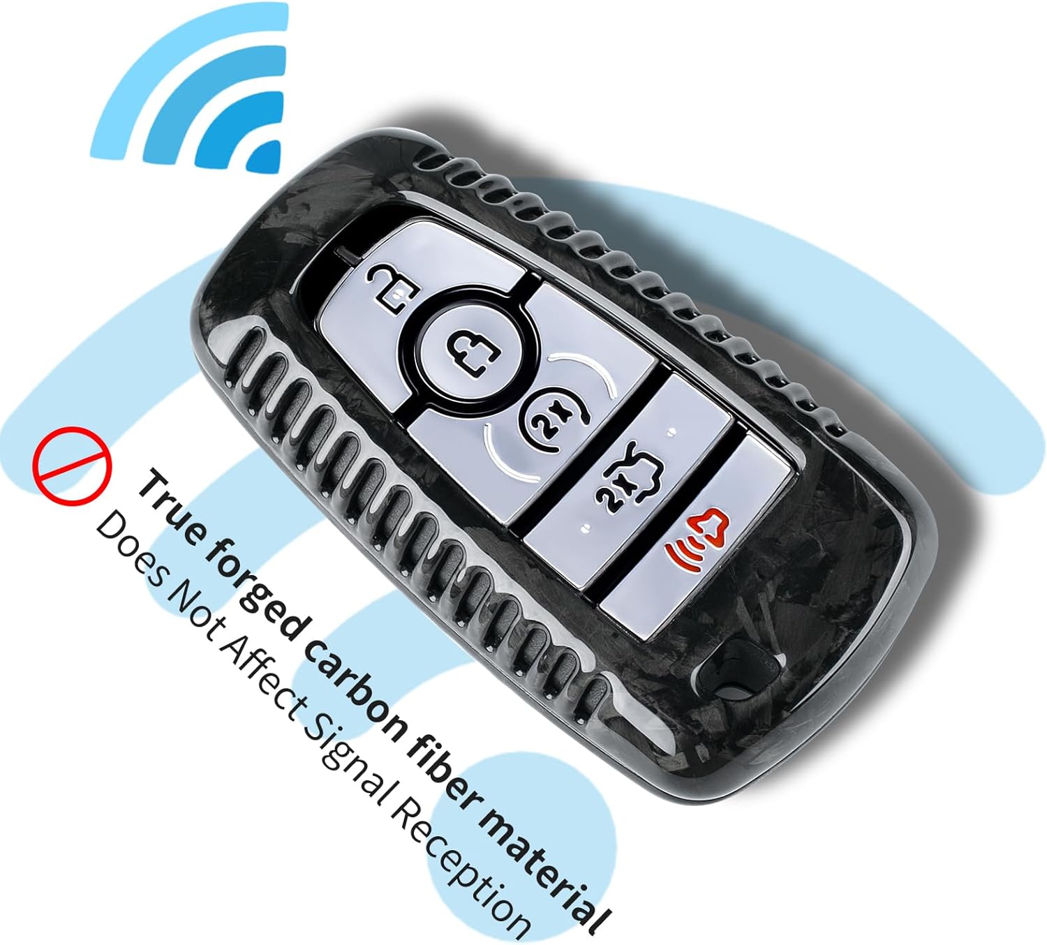 T-carbon Key Fob Cover Fits Ford Bronco Raptor with Keychain,Carbon Fiber Key Case Holder Protector Fits Ford F150 F250 Raptor 2024;Key Shell Compatible with Bronco Sport Smart Key Accessories