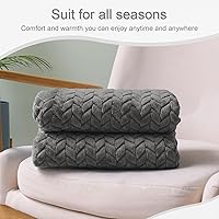Vista 6 de Exclusivo Mezcla Dark Grey Fleece Throw Blanket for Couch and Bed, 50x70 Inches Soft Cozy 3D Decorative Jacquard Flannel Blankets, Lightweight Fuzzy