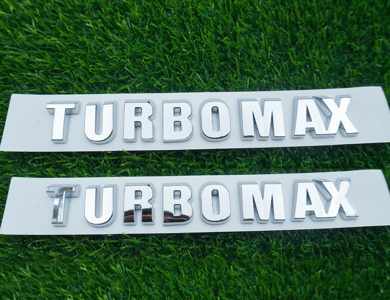 2PC 2024-2025 Turbomax Emblems 3D Badge Nameplate Hood Letters Logo Replacement for Turbo-max 85079242 (Chrome)