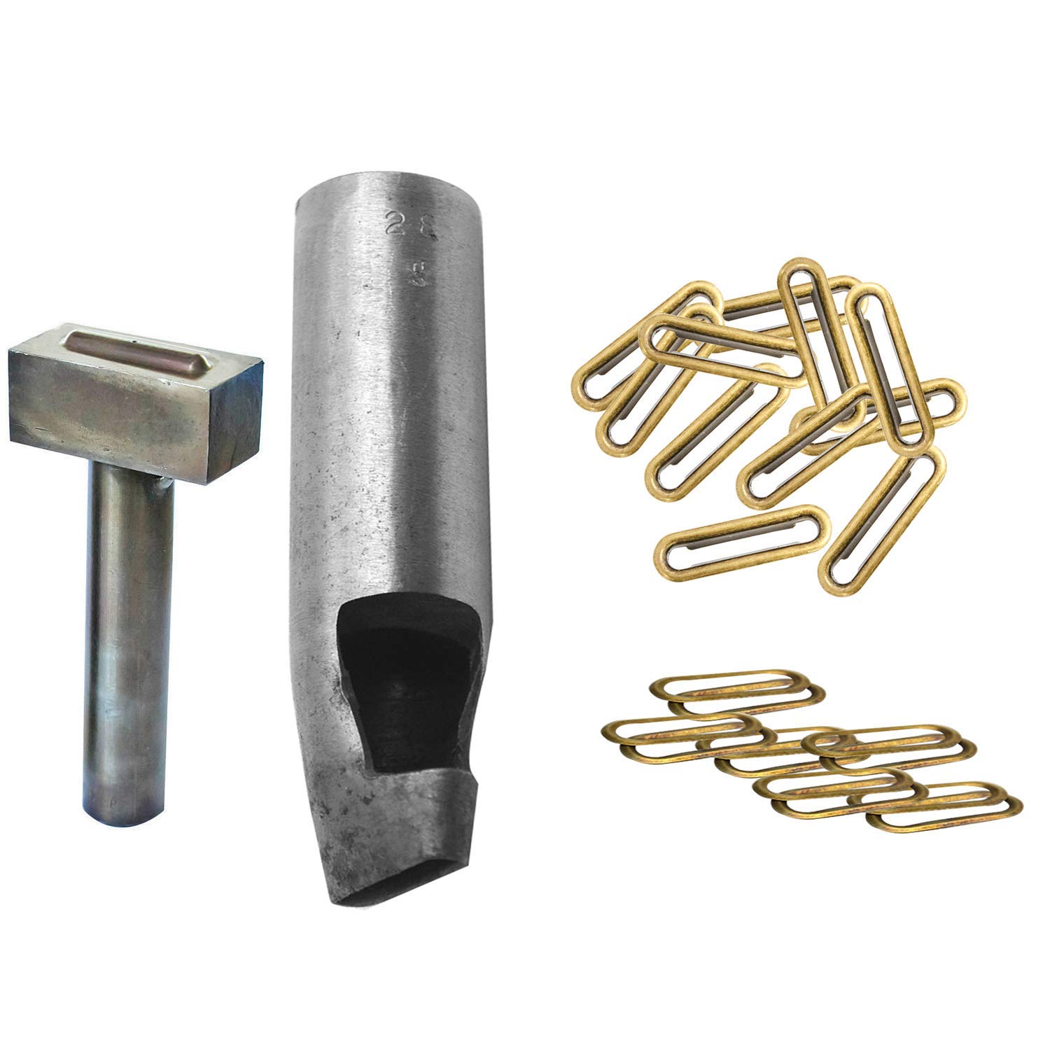 Trimming Shop 50pcs Oval Eyelets Grommets with Washers and Fixing Hand Tool Set for DIY Projects, Stationary, Leathercrafts, Banner Making (40mm, Gold)