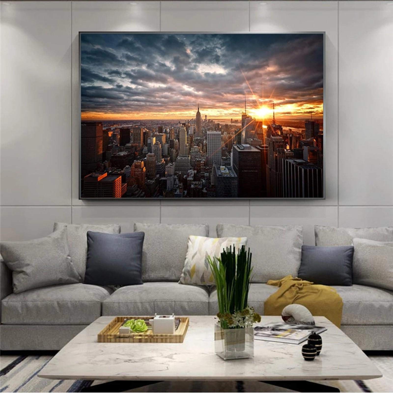 Impression Sur Toile New York Skyline Sunset - Décoration Murale - 4 Tailles Dispo