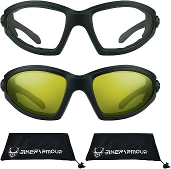 Bikershades Motorcycle Safety Sunglass Foam Padded Men Women Wide Coverage Wind-Proof