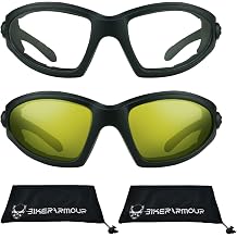 Bikershades Motorcycle Safety Sunglass Foam Padded Men Women Wide Coverage Wind-Proof