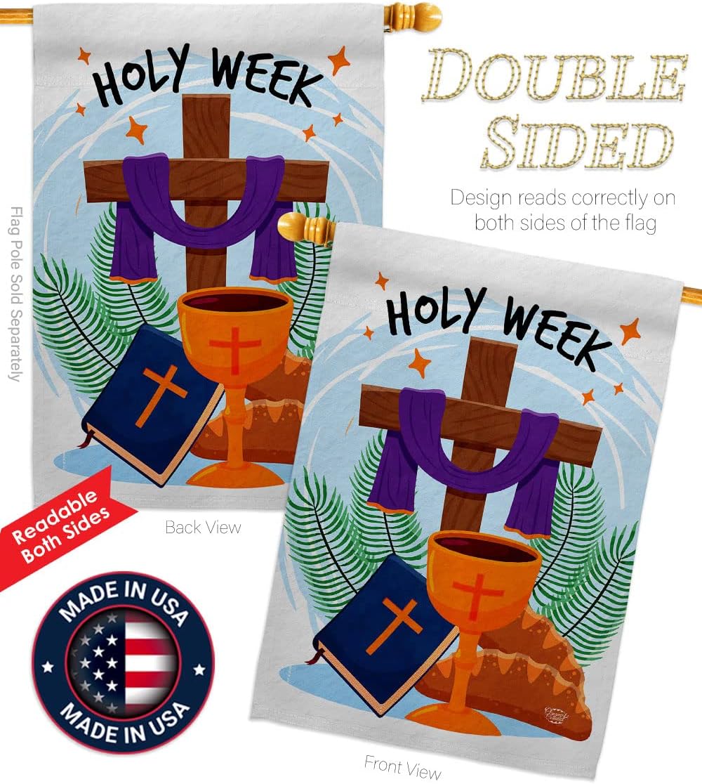 Holy Week House Flag Religious Faith Hope Grace Peace Dove Christian Religion Easter Decoration Banner Small Garden Yard Gift Double-Sided, Made in USA