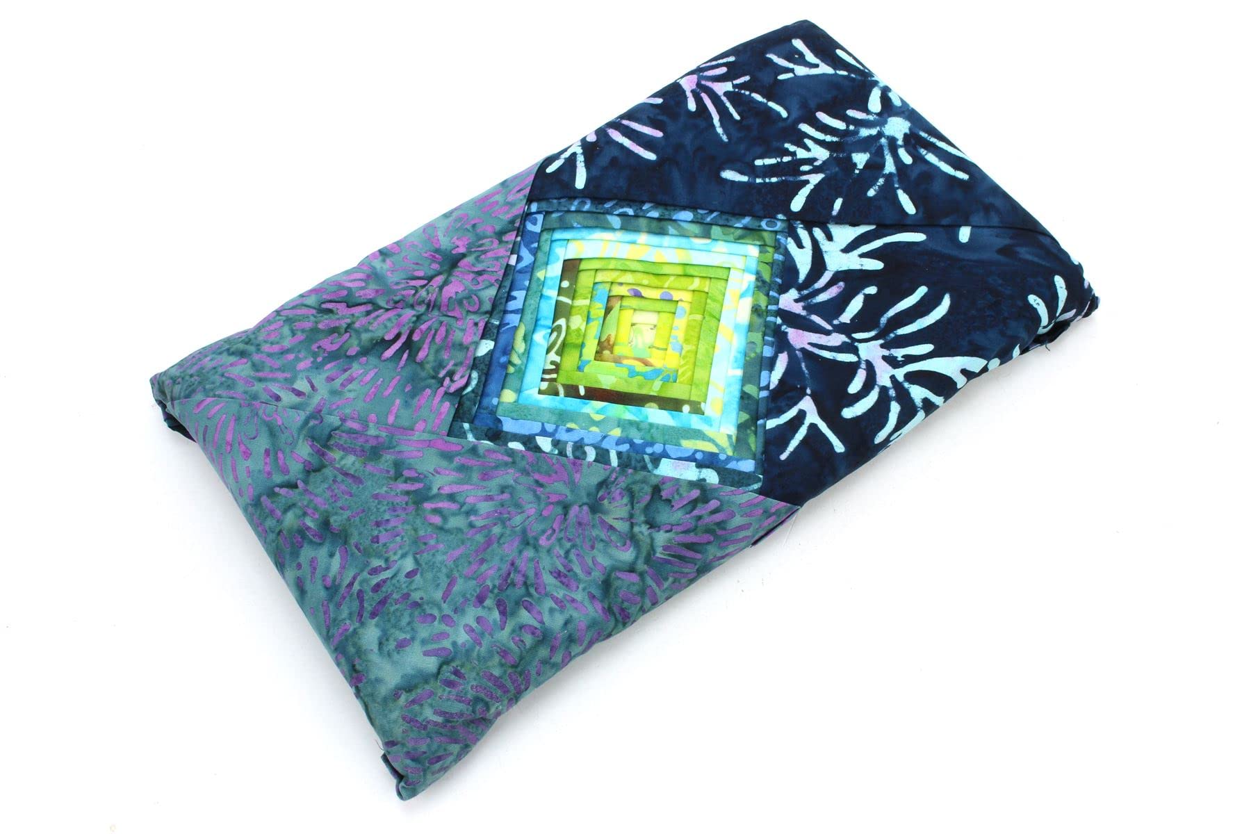 Tissu pré-découpé en coton batik vert d'eau pour créer vos plaids maison