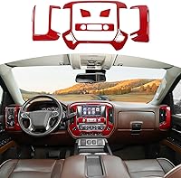 Vista 1 de RT-TCZ para Panel de Salpicadero Silverado Cubierta de Moldura Roja para GMC Sierra Chevy Silverado 2014-2017 Accesorios Interiores Rojos 4 piezas
