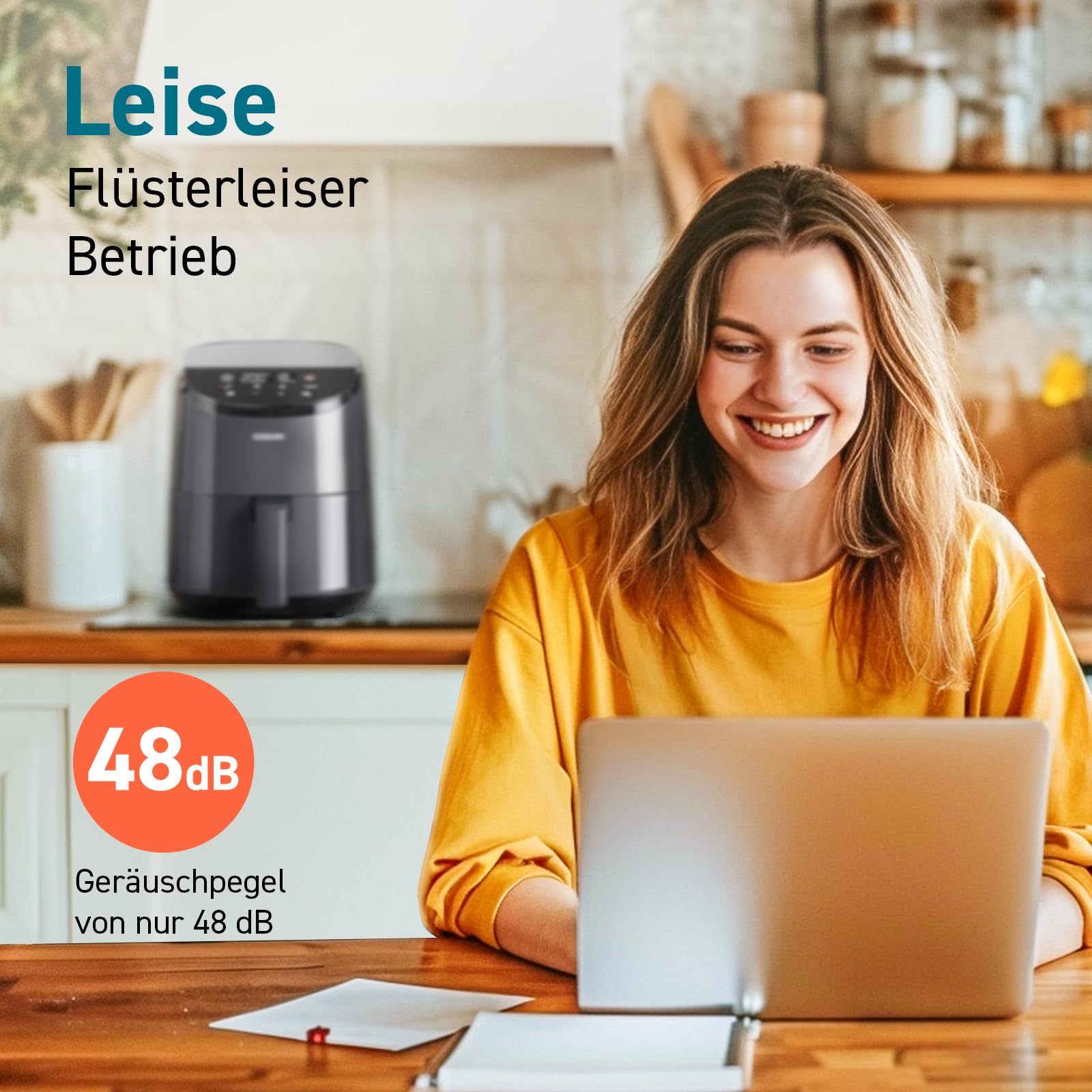 COSORI Heißluftfritteuse klein 2L, Mini-Airfryer für 1 Person, ideal für Camping, Reisen und Wohnmobile, schnell, kompakt, ohne Öl, energiesparend, Helles Schwarz, Dunkelgrau