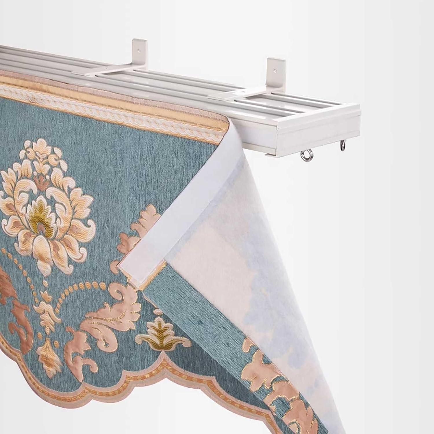 Double Curtain Track System - Heavy-Duty Ceiling or Wall Mount for Draperies & Room Dividers - Side-Loading Design, 4m (13.1ft) - Ideal for Living Room & Bedroom