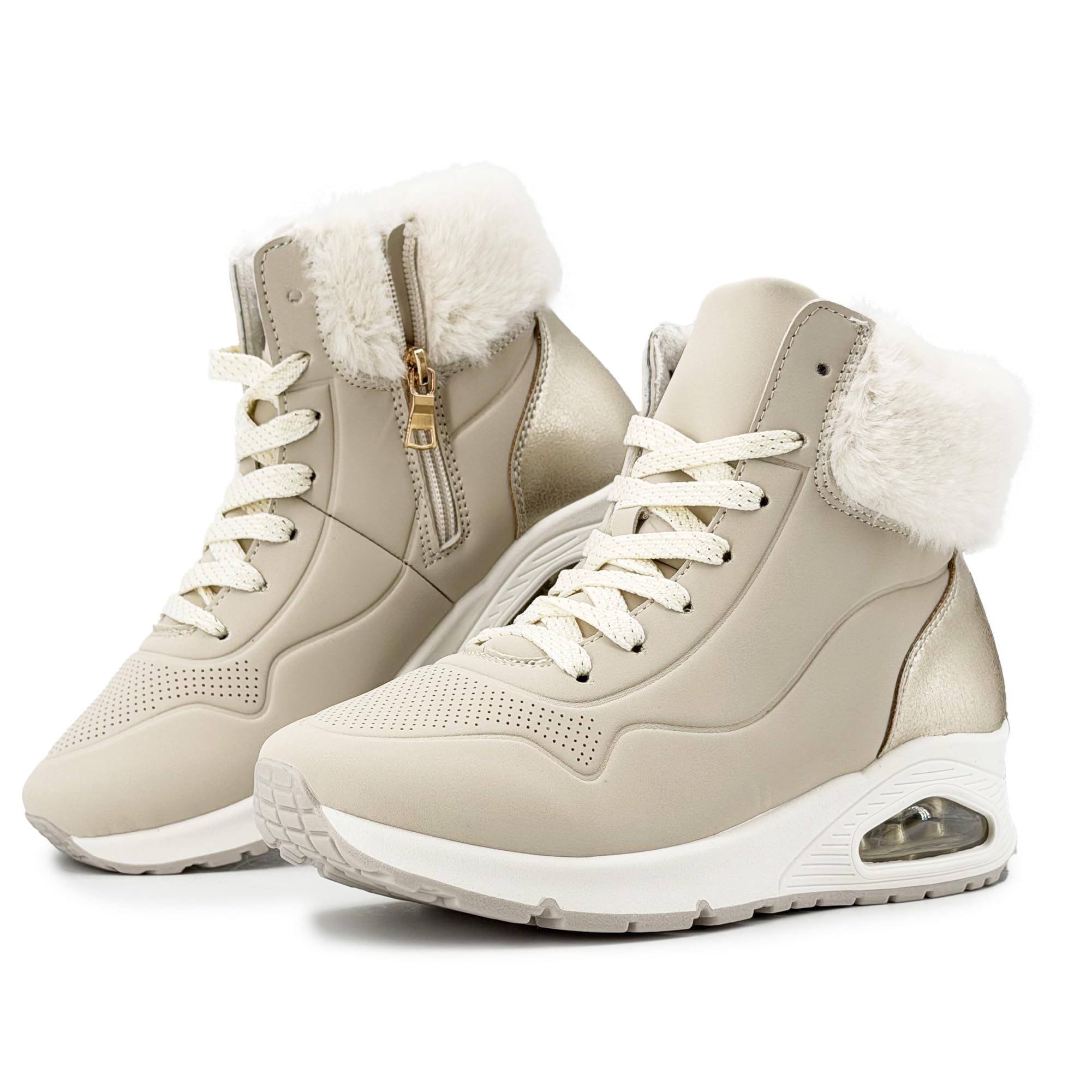 JOMIX Stivaletti Donna Invernali Imbottiti Stivali con Pelliccia Scarpe Sportive Calde Antiscivolo con Cerniera Sneakers Alte Casual