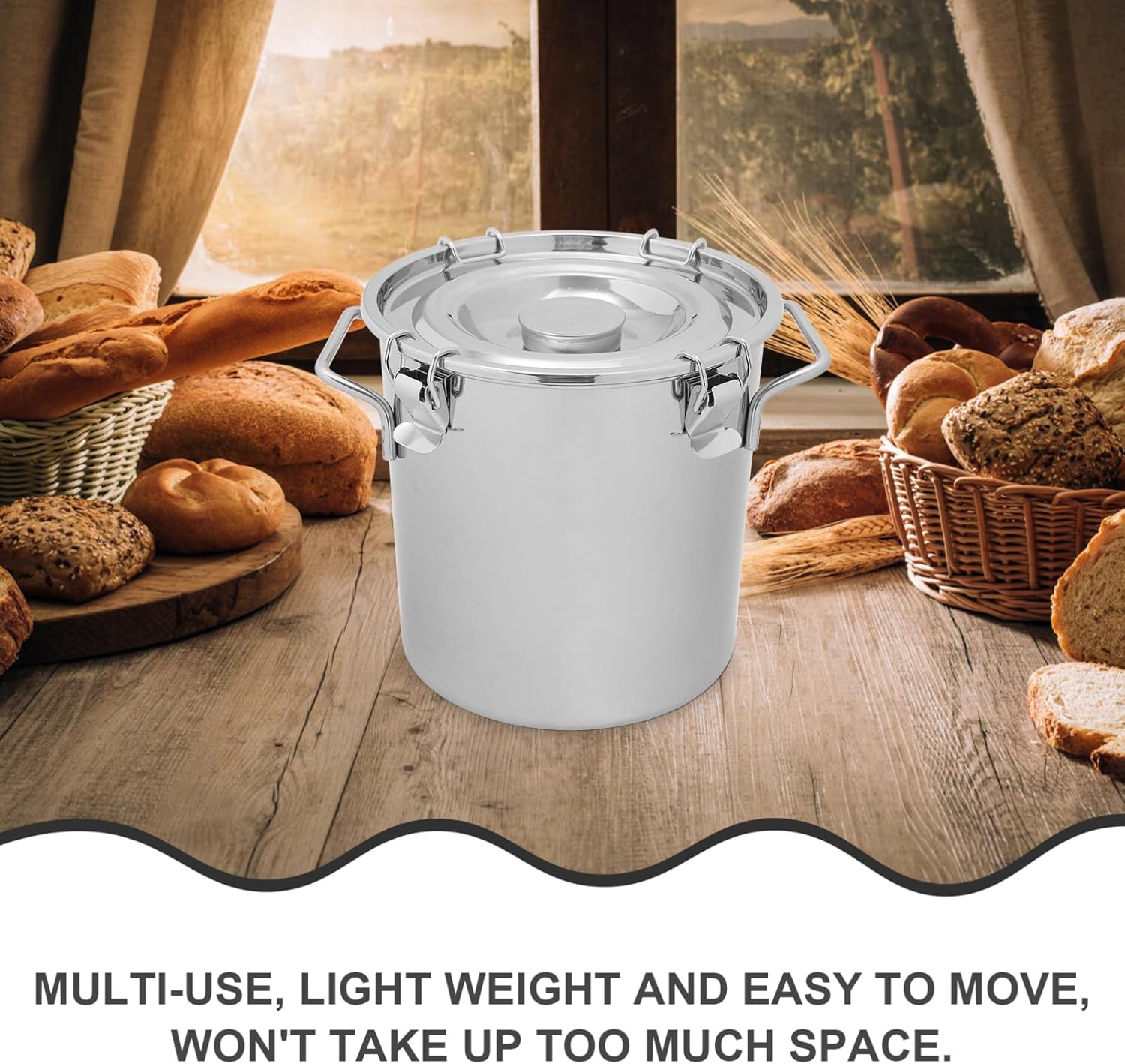 1pc Stainless Steel Airtight Food Storage Bucket Multi-function Canister for Cereals Dried Fruits and Camping Supplies Easy to Clean Strong Grip and Sealed Design Capacity