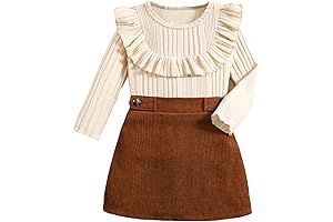 Fall Outfits Size 6 Girls - Ruffle Trim Tshirt and Mini Skirt Set