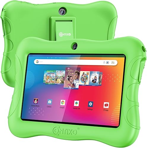 Miniatura 2 de Contixo Paquete de tabletas para niños de 7 pulgadas, tabletas Android y auriculares con cable para niños, con más de 50 libros de cuentos de Disney