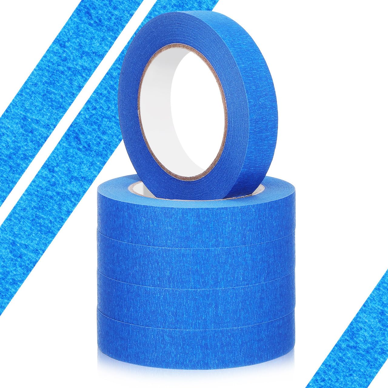 Artibetter Ruban Adhésif de Masquage Bleu 5 Rouleaux 50 M Ruban de Papier à Déchirer la Main pour Peinture et Scrapbooking