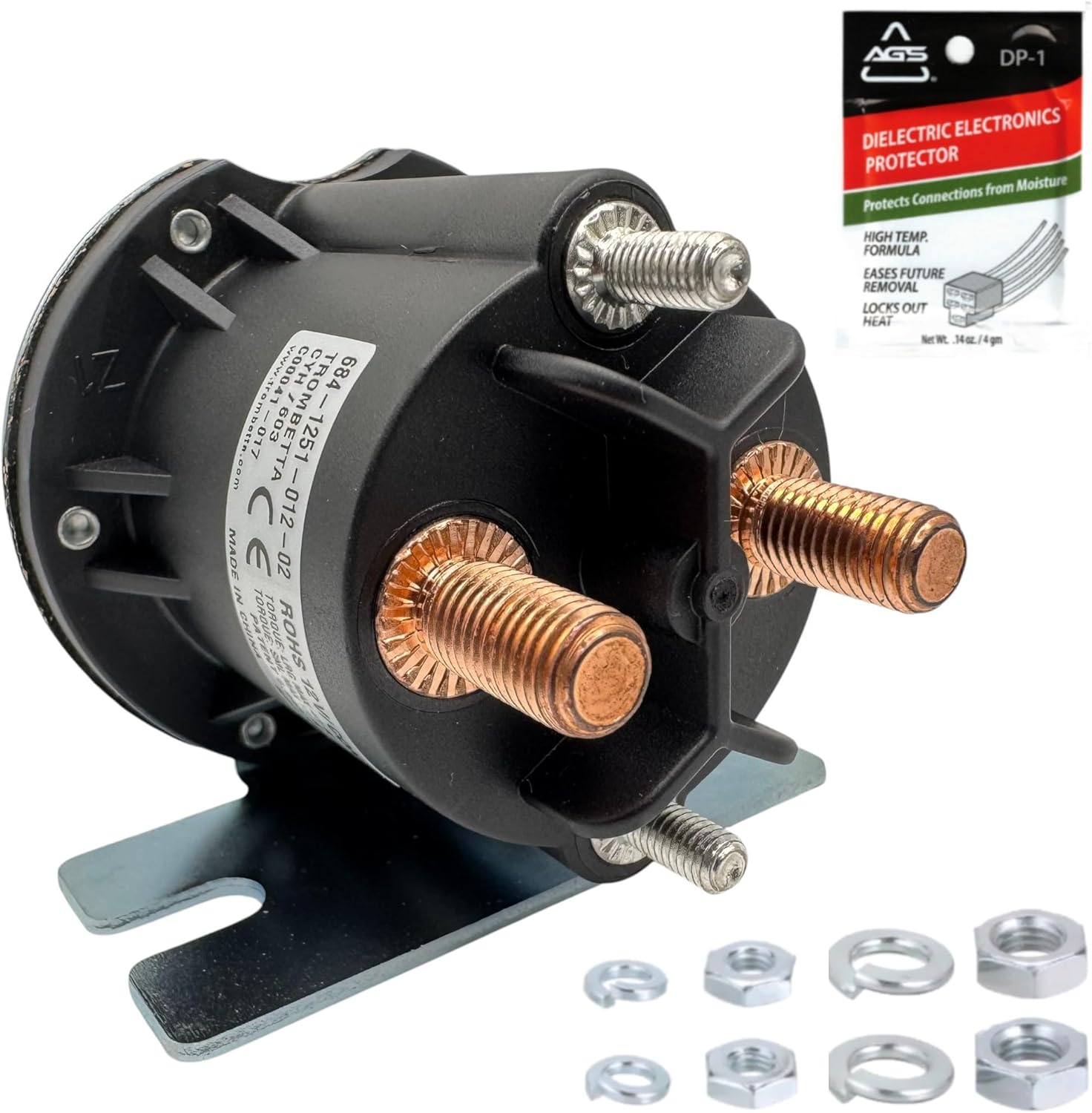 Genuine Trombetta 12V Continuous Solenoid Relay Kit for Hiniker, Pierce, Boss RT3 RT2, SnowDogg Snow Plow Motor Parts, Hydraulic Pump, RV Battery Isolator, Liftgate, Dump Trailer, Winch