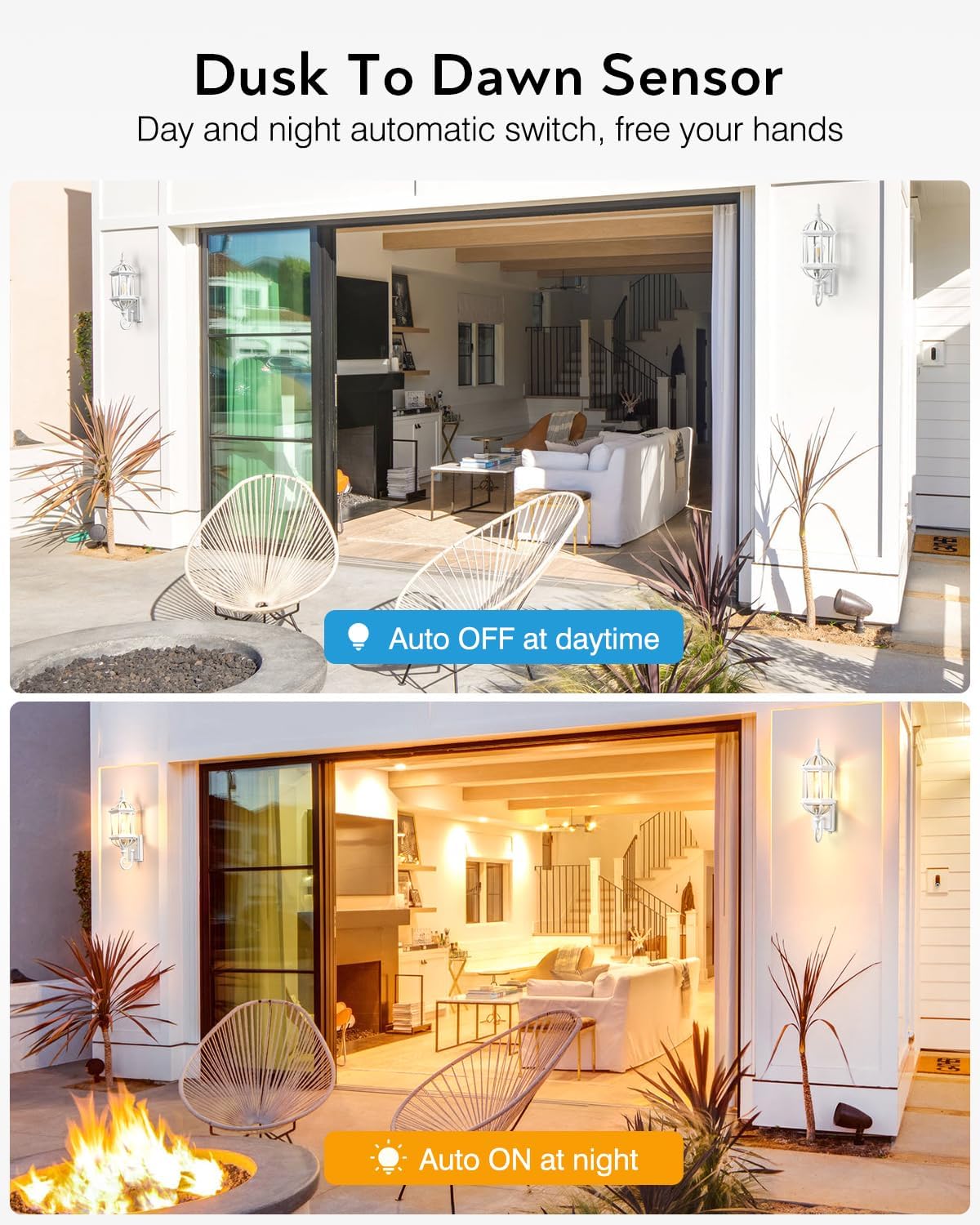 VIANIS Dusk to Dawn Porch Lights Outdoor, Classic White Outdoor Wall Lights, Anti-Rust Outside Lights for House with Tempered Beveled Glass, Waterproof Exterior Lighting Fixtures for House, Entryway White 22" Extra Large Size