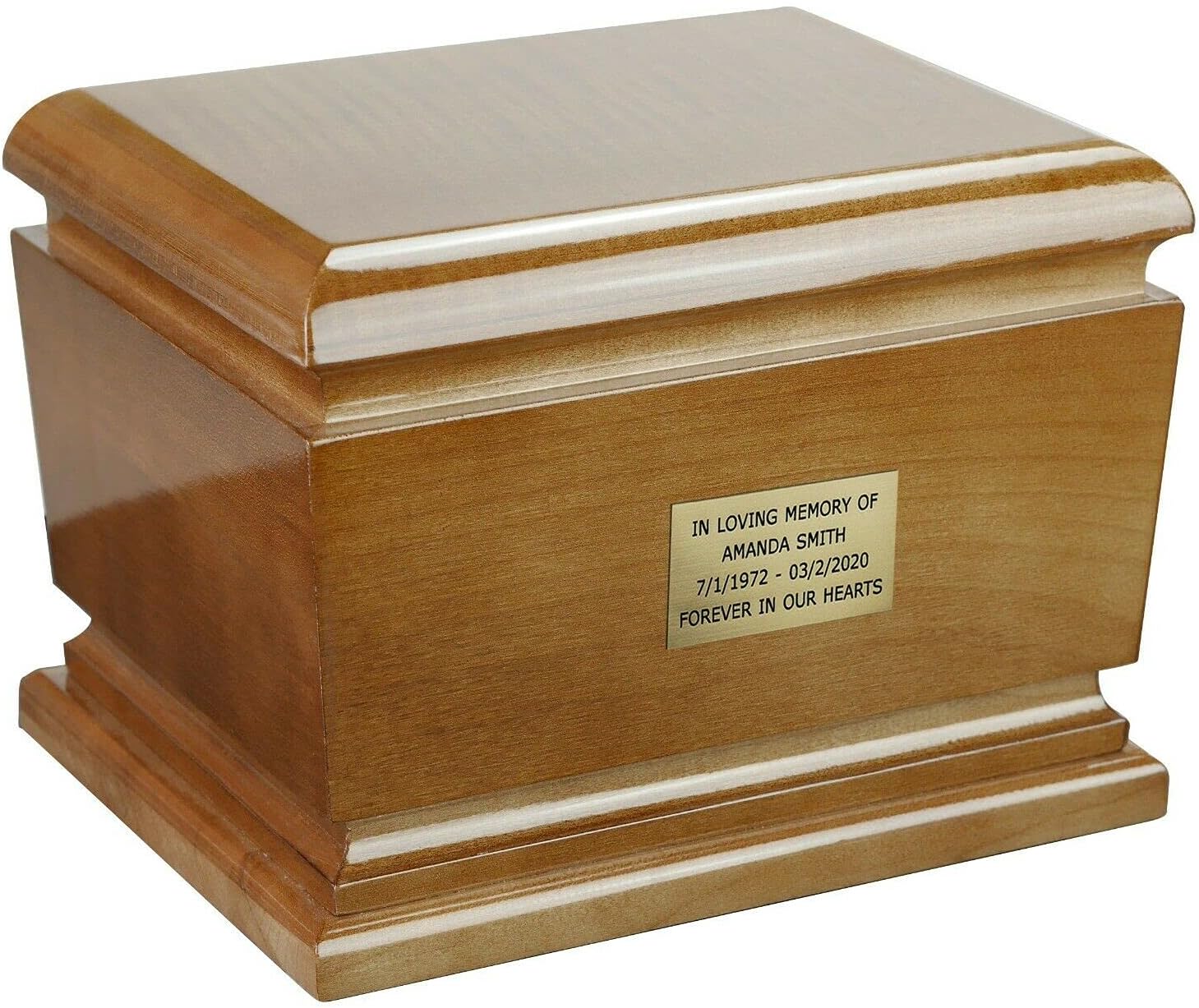 Wooden Funeral Urn For Ground Vault Set For Funeral Cremation Urn Capsule (Calla Lily/Plaque)