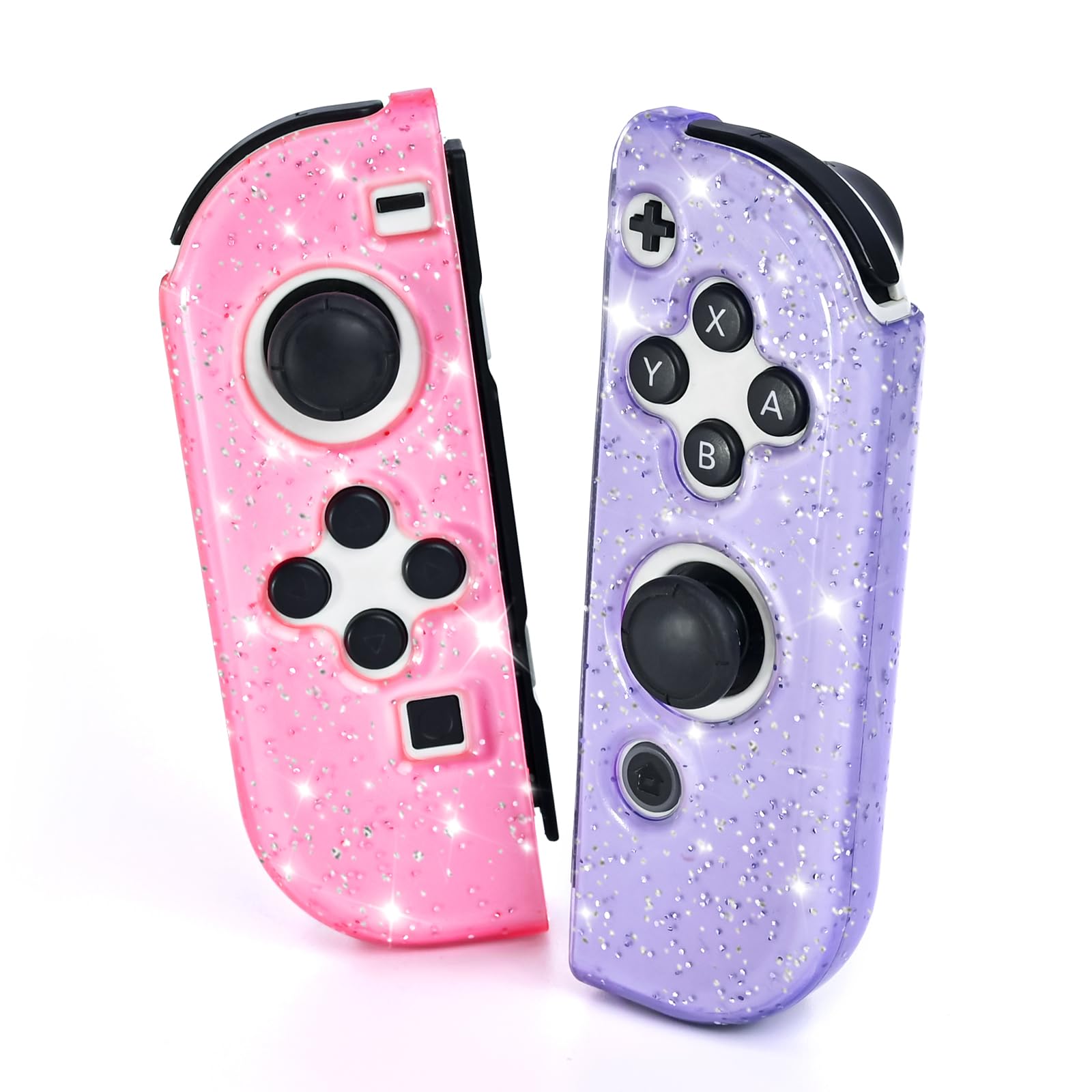 DLseego Glitter Protective Case for Switch Joy Con Controllers, Handheld Soft Silicone TPU Protective Cover Replacement Shell Case Suitable for Switch