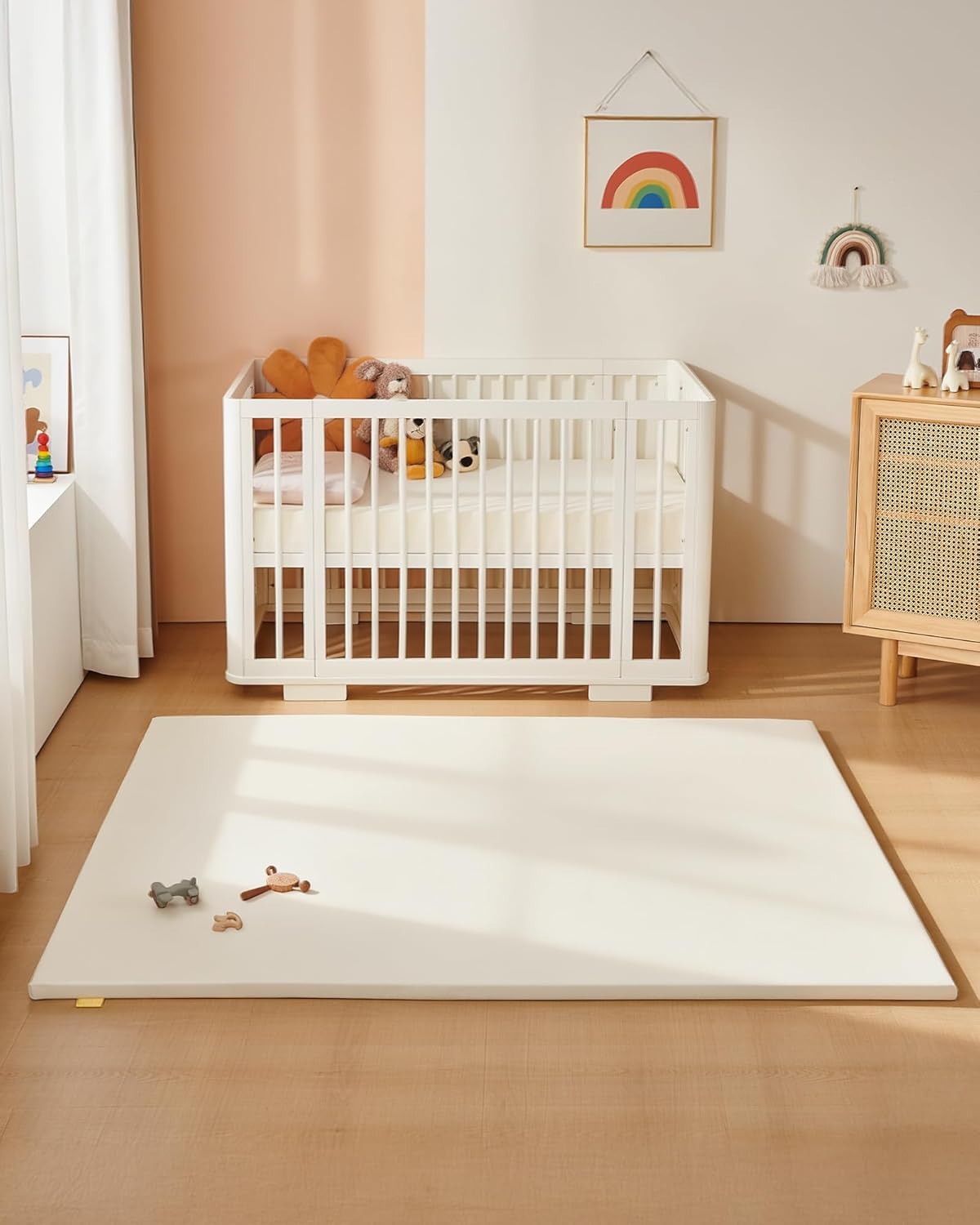 70.9” x 59” Large Baby Mat for Floor, Hypoallergenic Vegan Leather Cover Foam Play Mat for Living Room, Easy to Wipe Clean & Waterproof, Thick Playmat for Infants and Toddlers