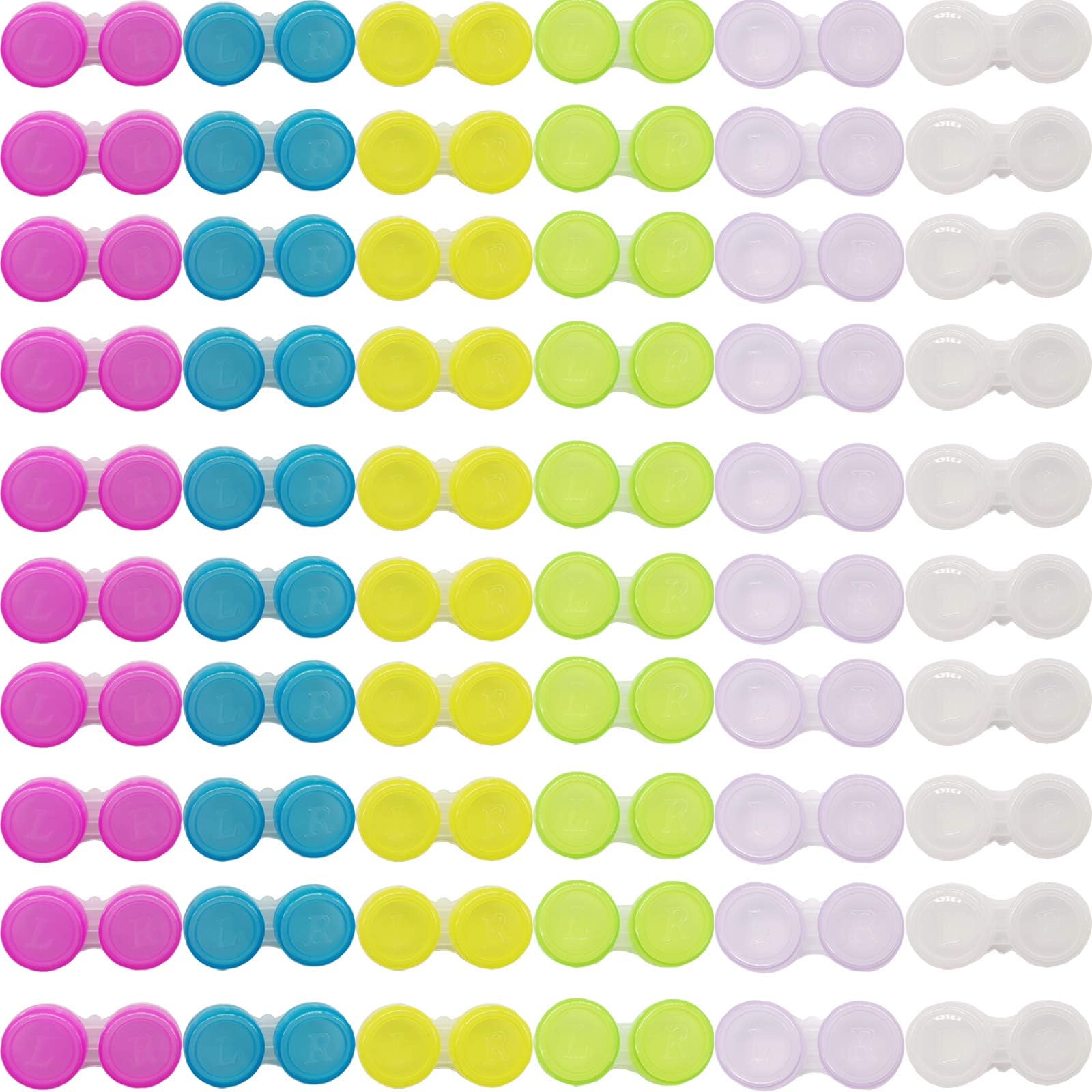RONYOUNG 60PCS Contact Lens Cases Contact Lens Holder Box Left/Right Eyes Contact Lens Container, 6 Colors