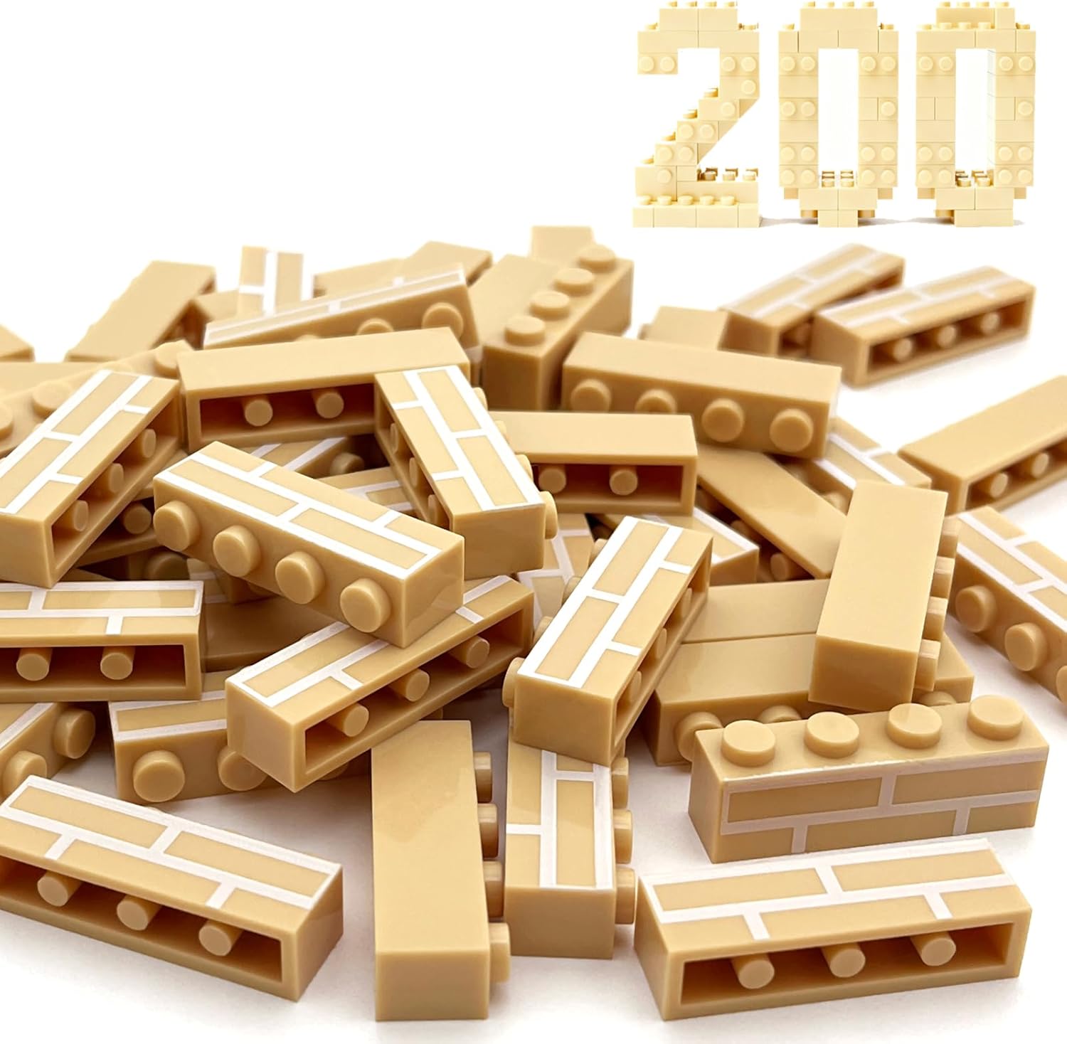 200PCS Classic Wall Building Bricks 1x4 Brown Color, Compatible with Lego Part, ABS material, Creative Building Sets for Home, School & DIY STEM Projects, Construction Toy for Kid Age 6 7 8 9 10 11 12