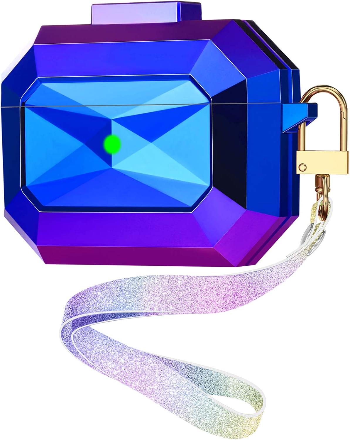 Witzon Cover Compatible for AirPods Pro Case Cute Gems Perfume Bottle Hard Protective Cases Skin with Glitter Wrist Lanyard Keychain Accessories Designed for Apple AirPod Pro Women Girls, Rainbow