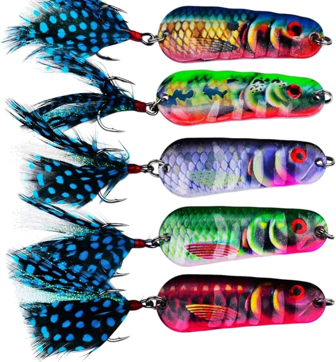 1/5pcs Metal Spoon-Shaped Fishing Lures | Vibrant Lure Designs, Durable Hooks, Mixed Colors