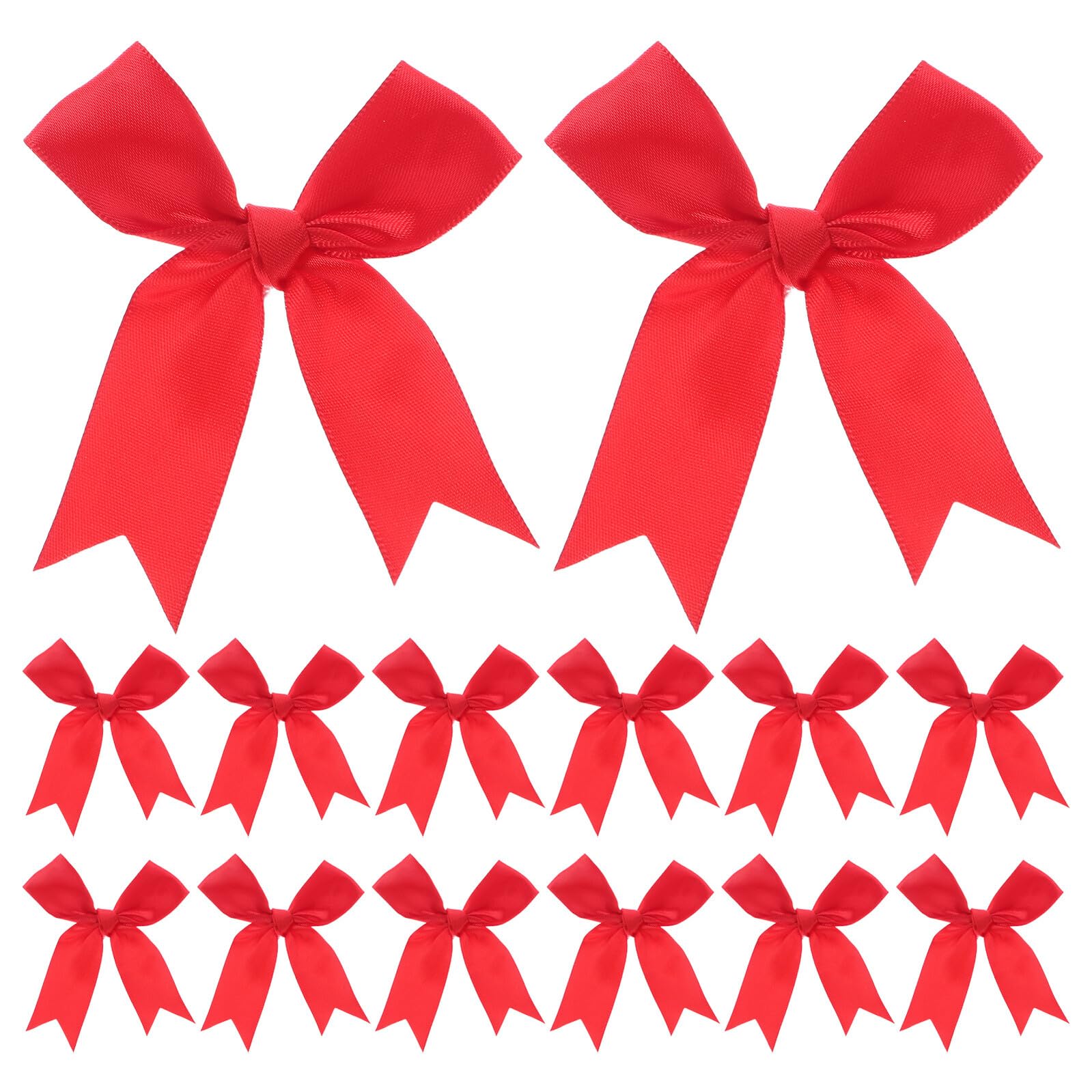Lazos de cinta rojos pequeños pretensados para envoltorios de pasteles y bolsas de dulces