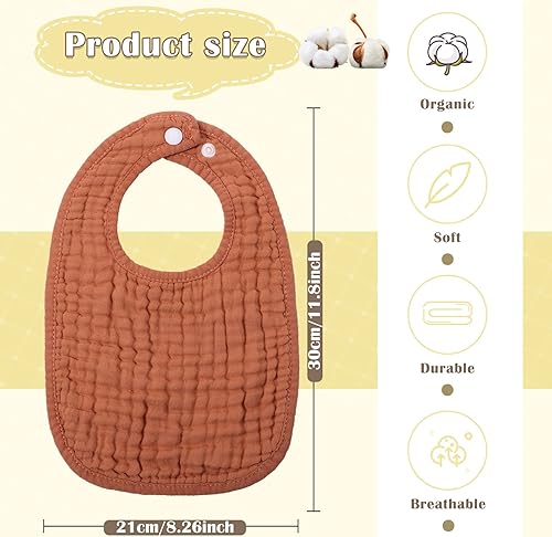 Miniatura 10 de Frienda 8 baberos de muselina de algodón para bebés, baberos a granel para niños y niñas, recién nacidos, 6 capas absorbentes, accesorios de