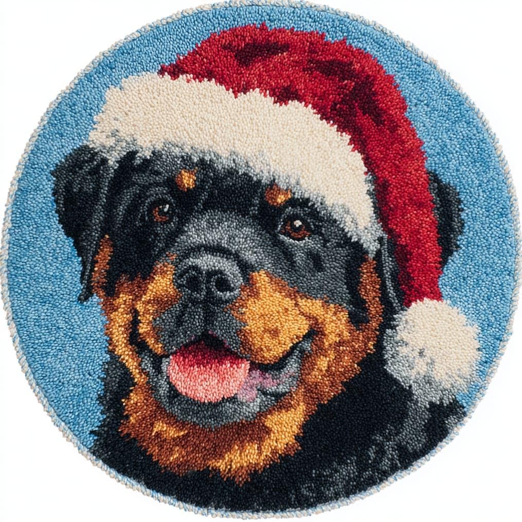 WallustrioaW Round Latch Hook Rug Kits Dog for Adults and Starter 50 * 50Cm