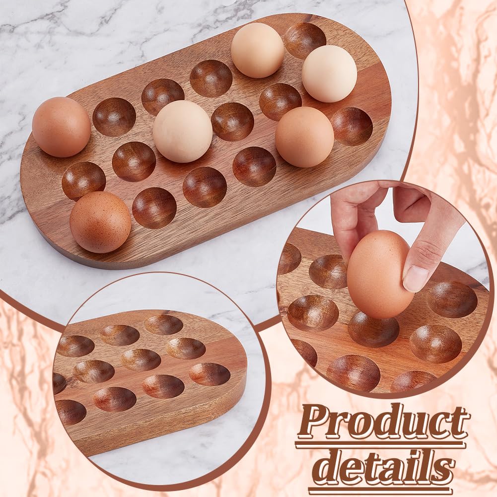 PH PandaHall 18 Holes Wooden Egg Holder Stackable Eggs Storage Trays Eggs Container Rack Countertop for Eggs Decor Organizer Rustic Kitchen Decoration - Image 4