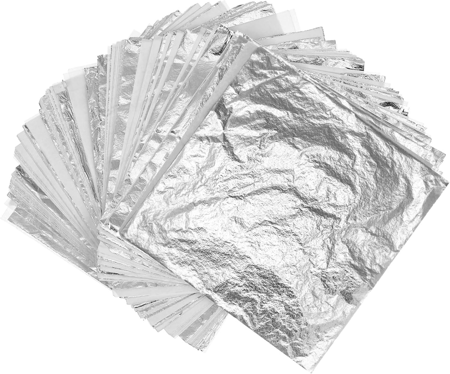 IWOWHERO 100pcs Silver Gilding Foil for DIY Art Crafts Imitation Gold Leaf for Furniture Decoration Material for Home Interior Design