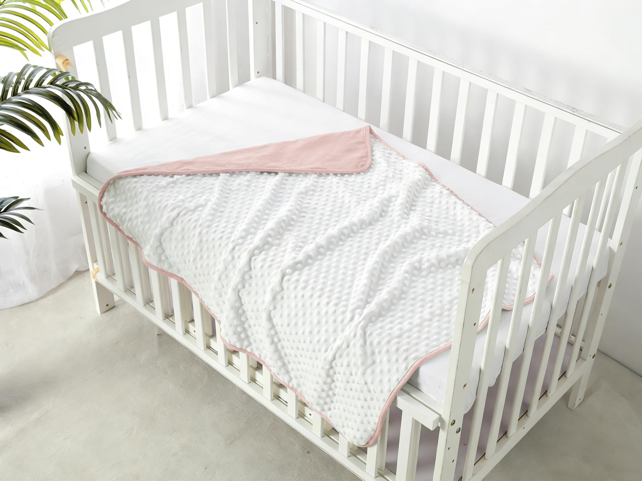 CREVENT Nerz Babydecke für Jungen und Mädchen, Weicher Plüsch Wickelspieltuch für Neugeborene - 75x100 cm (Rosa + Weiß)