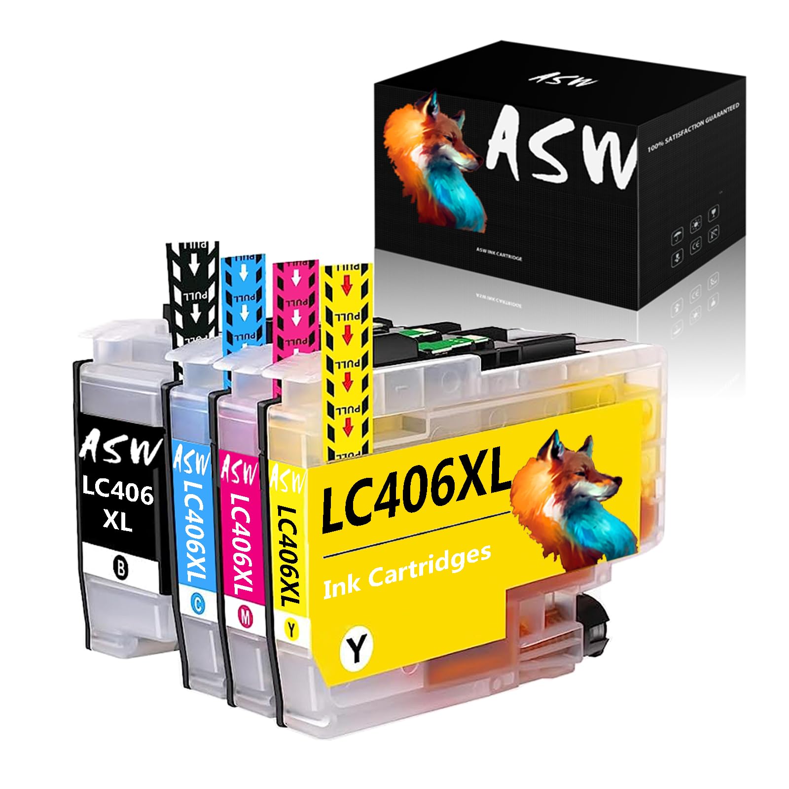LC406XL LC406 Ink Cartridges for Brother MFC-J4335DW MFC-J4345DW MFC-J4535DW MFC-J5855DW MFC-J5955DW MFC-J6555DW MFC-J6955DW Inkvestment Tank All-in-one Printer (Black, Cyan, Magenta, Yellow, 4 Pack)
