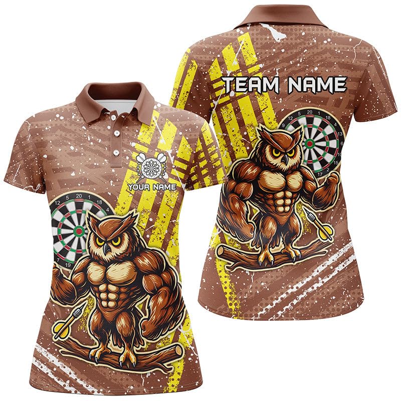 Personalisierte Lustige Eulen-Dartshirts für Herren & Damen, Individuelle Braune Darttrikots, Einzigartige Dartbekleidung T1918