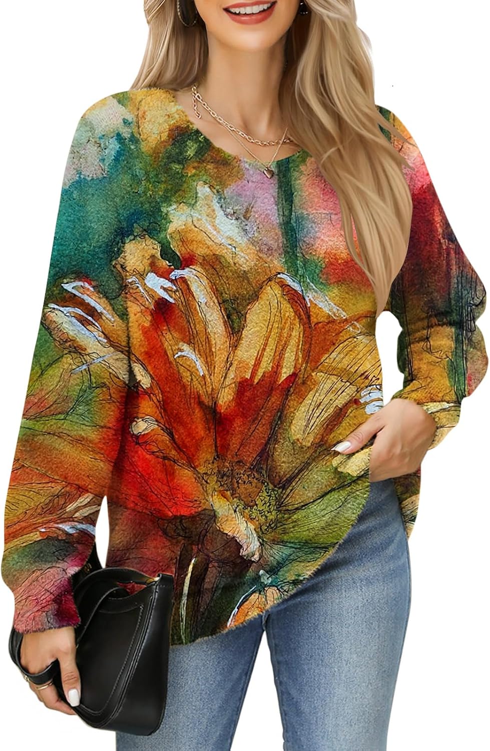 Oversized Sweaters for Women Chunky Warm Cozy Soft Fuzzy Casual Loose Fit Crewneck Knit Pullover Tunic Sweaters