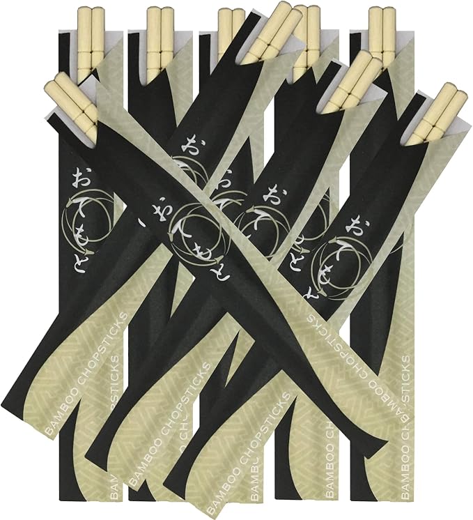 200 palitos chinos desechables redondos de bambú para sushi (100 pares) | Calidad premium de fábrica japonesa - Empaquetados a mano, sin astillas, compostables miniatura 3