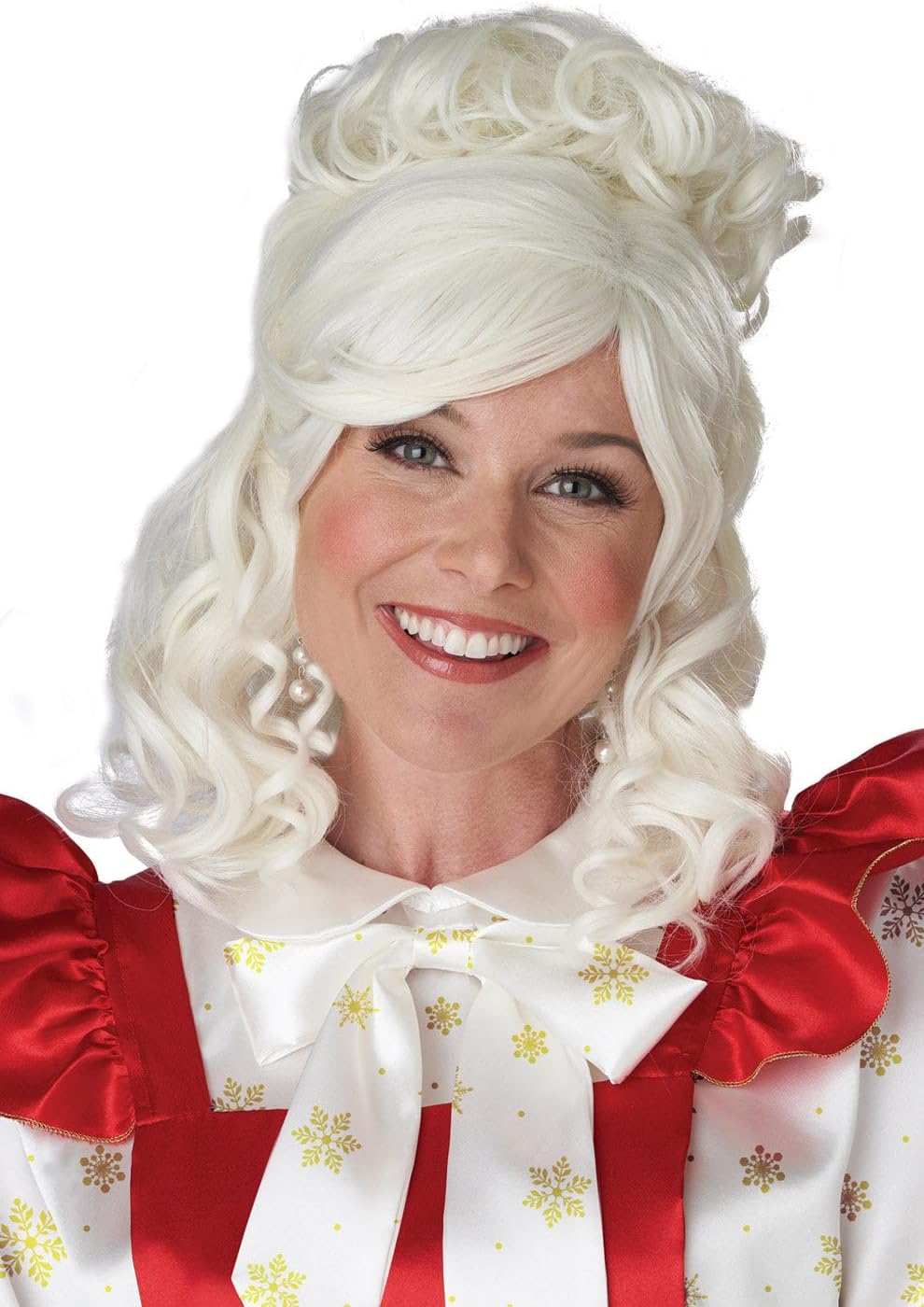 California Costumes Polyester Mrs. Claus Wig and Bun Clip, Standard